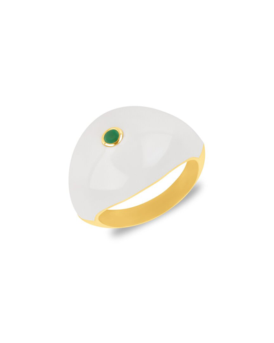 Max + Stone Maxcolor 14k Plated 0.07 Ct. Tw. Emerald Ring In White