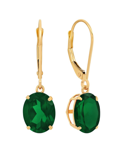 Max + Stone 14k 4.00 Ct. Tw. Created Emerald Dangle Earrings In Gold