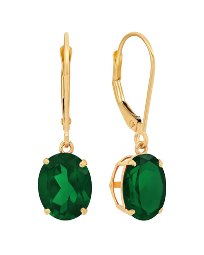 Max + Stone Maxcolor 14k 4.00 Ct. Tw. Created Emerald Dangle Earrings In Gold