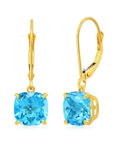 Max + Stone Maxcolor 10k 4.10 Ct. Tw. Blue Topaz Earrings In Gold