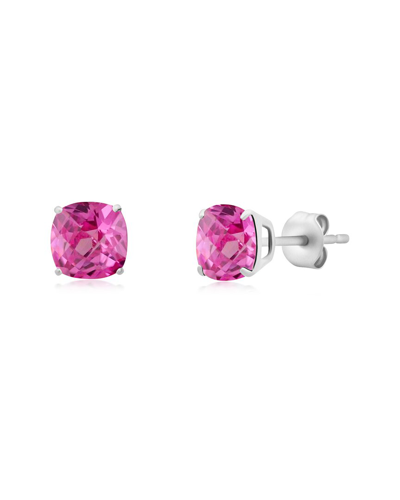 Max + Stone Silver 2.10 Ct. Tw. Created Pink Sapphire Studs In Metallic