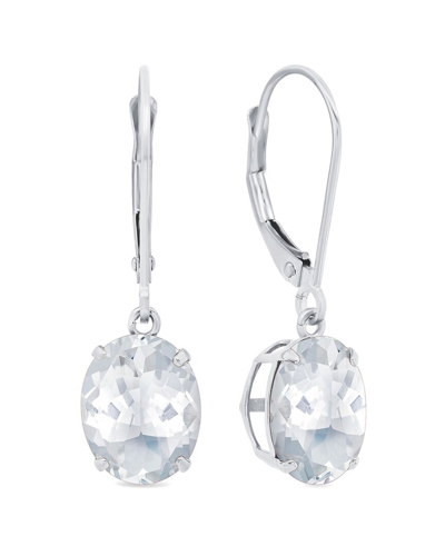 Max + Stone Maxcolor 14k 5.50 Ct. Tw. White Topaz Dangle Earrings In Metallic