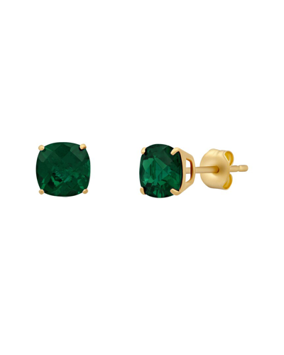 Max + Stone Maxcolor 14k 4.50 Ct. Tw. Created Emerald Studs In Gold