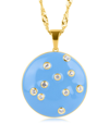Max + Stone Maxcolor 14k Plated 0.32 Ct. Tw. White Sapphire Pendant Necklace