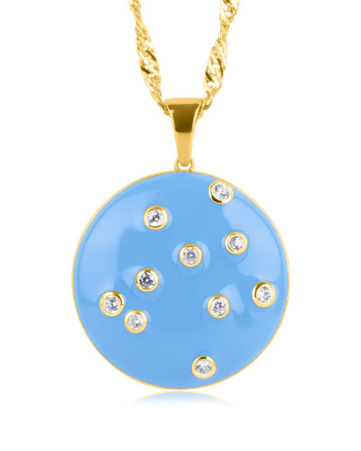 Max + Stone 14k Plated 0.32 Ct. Tw. White Sapphire Pendant Necklace In Blue