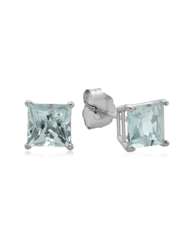 Max + Stone Maxcolor 10k 1.00 Ct. Tw. Aquamarine Studs In Blue
