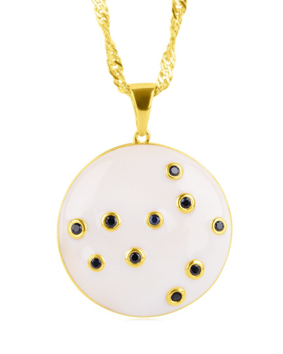 Max + Stone Maxcolor 14k Plated 0.29 Ct. Tw. Blue Sapphire Pendant Necklace In White