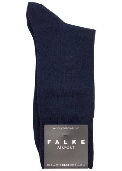Falke Airport Wool-blend Socks In Navy