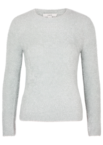 Vince Tinsel-weave Brushed-knit Jumper In Grey