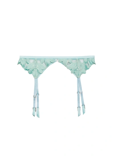 Fleur Du Mal Lily-embroidery Garter Belt In Spearmint