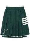 Thom Browne Hector Icon Pleated Mini Skirt In Green, White