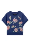 TRUCE TRUCE KIDS' FLORAL EMBROIDERED SHORT SLEEVE SWEATSHIRT