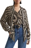 Reiss Cedar Mono Print Blouse In Black White
