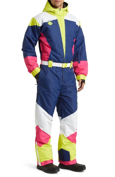 Tipsy Elves Neon Knockout Waterproof Snowsuit In Navy