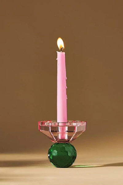Anthropologie Cut Glass Candle Holder In Yellow