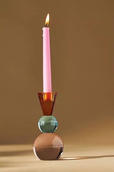Anthropologie Cut Glass Candle Holder In Multi