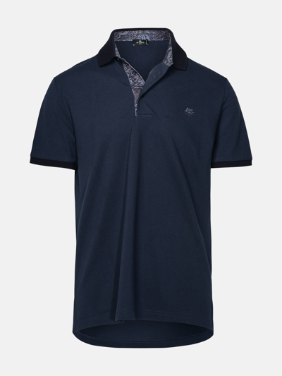 Etro Roma Printed Details Polo Shirt Clothing In Blue