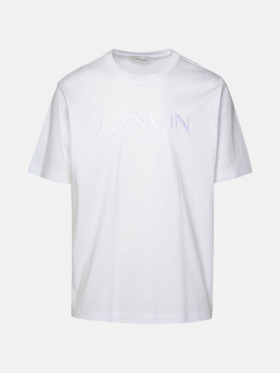 Lanvin Curb Logo刺绣棉质t恤 In White