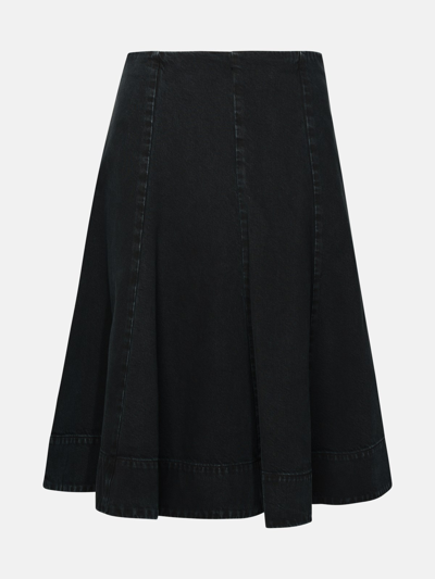 Khaite Lennox Pleated Denim Midi Skirt In Prescott