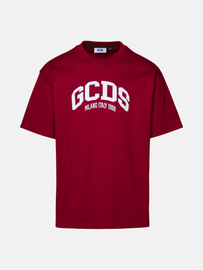 Gcds T-shirt Logo In Bordeaux