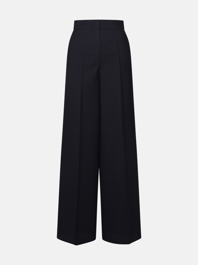 Max Mara Blue Virgin Wool Blend Trousers In Navy