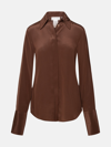 Sportmax Womens Cocoa Lelia Curved-hem Silk Shirt In Brown