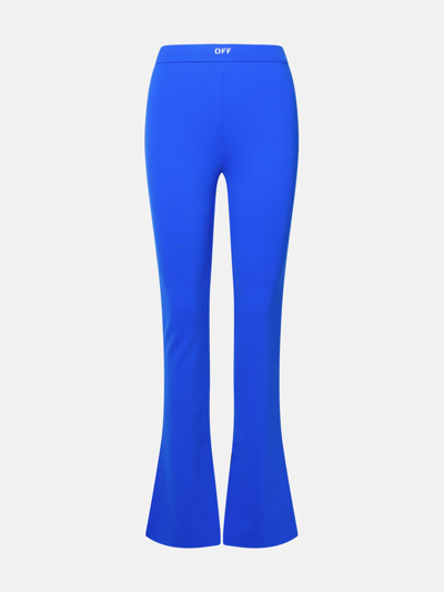 Off-white Logo-waistband Flared Leggings In Blue