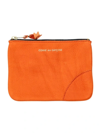 Comme Des Garçons Washed Zip Pouch In Orange