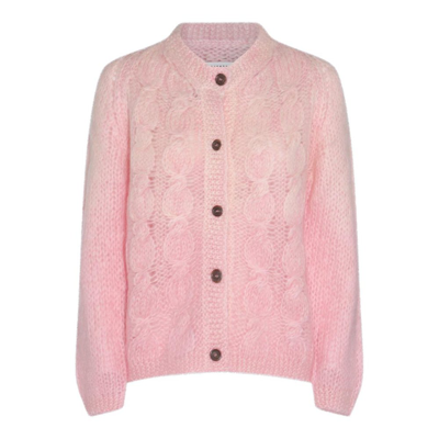 Maison Margiela Buttoned Down Knitted Cardigan In Pink