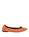 Daniele Ancarani Woman Ballet Flats Orange Size 10 Leather In Orange