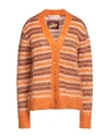 Marni Striped Brushed Cardigan In Orange