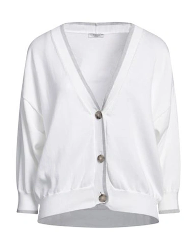Peserico Woman Cardigan White Size 6 Cotton