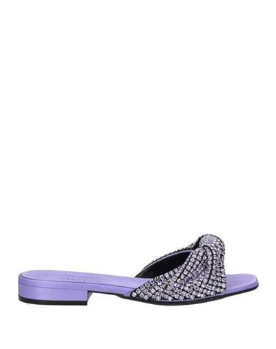 Evangelie Smyrniotaki X Sergio Rossi Woman Sandals Light Purple Size 9 Textile Fibers
