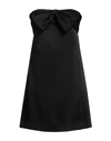 Saint Laurent Black Bowl-detail Strapless Minidress In Viscose Woman In Black