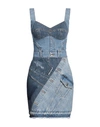 Dolce & Gabbana Sweetheart Neckline Denim Mini Dress In Blue