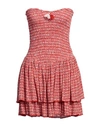 Poupette St Barth Woman Mini Dress Tomato Red Size S Rayon In Tomato Red
