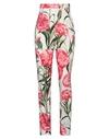 DOLCE & GABBANA DOLCE & GABBANA WOMAN PANTS WHITE SIZE 6 SILK, ELASTANE