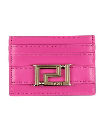 Versace Women's Greca Goddess Leather Card Case In Glossy Pink