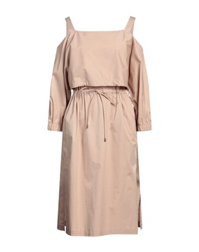 Peserico Woman Midi Dress Sand Size 8 Cotton, Elastane In Beige