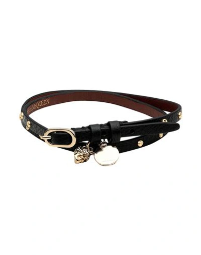 Alexander Mcqueen Woman Bracelet Black Size - Soft Leather, Metal