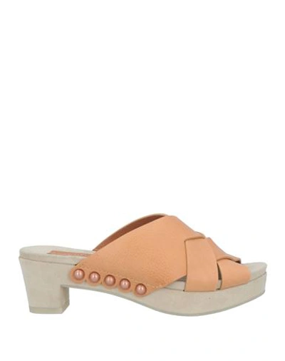 Pedro Garcia Pedro García Woman Sandals Sand Size 6.5 Leather In Brown