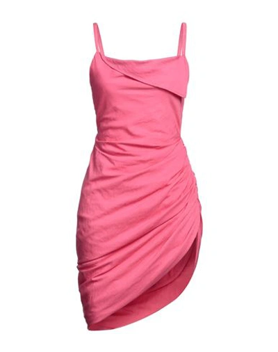 Jacquemus Saudade Asymmetric Draped Mini Dress In 430 Pink