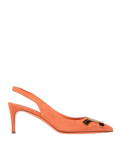 Santoni Woman Pumps Orange Size 10 Leather