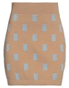 BURBERRY BURBERRY WOMAN MINI SKIRT CAMEL SIZE M WOOL, SILK, POLYAMIDE, ELASTANE