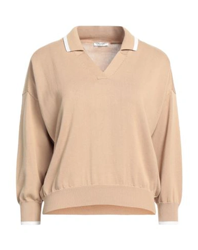 Peserico Woman Sweater Camel Size 6 Cotton, Viscose, Metallic Fiber, Polyester In Beige