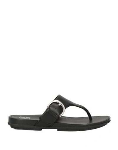 Fitflop Woman Thong Sandal Black Size 8.5 Leather