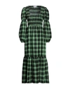 GANNI GANNI WOMAN MIDI DRESS GREEN SIZE 8/10 ORGANIC COTTON, RECYCLED POLYESTER, POLYAMIDE