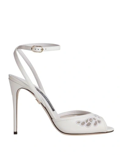 Dolce & Gabbana Woman Sandals White Size 5.5 Lambskin