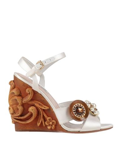 Miu Miu Woman Sandals White Size 9 Textile Fibers