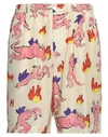 Marni Multicolor Printed Silk Bermuda Shorts In Beige